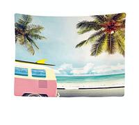 Ulticool - Appeso a Parete Decoración Casa - Bus Van Life Palme Sol Mar - 200 x 150 cm Grande - Murales Alfombra Tapiz Pared - Tapices Decorativo para Habitacion Dormitorio Salon