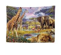 Ulticool - Appeso a Parete Decoración Casa - Safari Animal Naturaleza Jirafa Elefante - 200 x 150 cm Grande - Murales Alfombra Tapiz Pared - Tapices Decorativo para Habitacion Dormitorio Salon