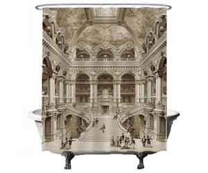 Ulticool Cortina de ducha - Arquitectura Elite Arcos Romanos Historia - 180 x 200 cm - Lavable - Antimoho - con 12 anillas - Sepia