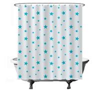 Ulticool Cortina de ducha - Estrellas grandes pequeñas - 180 x 200 cm - con 12 anillas - Blanco Azul