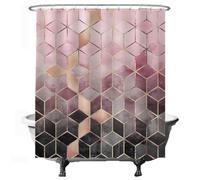 Ulticool - Cortina de Ducha - Geometría del Mármol - 180 x 200 cm - Cortina de Baño - Lavable - Antimoho - Semi Transparente - con 12 Anillas Blancas - Ombre Rosa