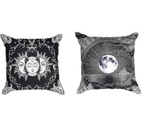 Ulticool - Funda de cojín - Sol Luna Signo del Zodiaco Tarot Naturaleza Bohemia - Juego de 2 Motivos - 45 x 45 cm - Cojín Decorativo sin Relleno - Funda de cojín para sofá/Cama - Negro Blanco