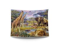 Ulticool - Safari Animal Naturaleza Jirafa Elefante - Tapiz de Pared Póster - 200x150 cm - Póster de Jardín - Tapiz de Pared Grande - Accesorio Decorativo para Jardín y Salón