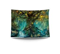 Ulticool - Tapiz de árbol elfo de cuento de hadas en un bosque mágico natural - alfombra - 200 x 150 cm - póster de jardín - Gran tapiz - Accesorios decorativos para jardín y sala de estar