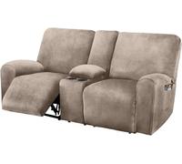 ULTICOR Funda de Sofá Reclinable de 2 Asientos Con Consola Central - 8 Piezas de Terciopelo Elástico, Gruesa, Suave y Lavable