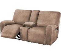 ULTICOR Funda de Sofá Reclinable de 2 Plazas Con Consola Central, 8 Piezas de Terciopelo Elástico, Gruesa, Suave y Lavable