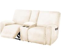 ULTICOR Funda de Sofá Reclinable de 2 Plazas Con Consola Central - 8 Piezas de Terciopelo Elástico, Gruesa, Suave y Lavable