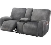 ULTICOR Sofá biplaza reclinable con Funda de Consola Central, 8 Piezas de Terciopelo elástico, Funda de sofá reclinable de 2 Asientos, Gruesa, Suave, Lavable, Fundas para sofá biplaza (Gris Oscuro)