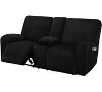 ULTICOR Sofá biplaza reclinable con Funda de Consola Central, 8 Piezas de Terciopelo elástico, Fundas de sofá reclinable, Grueso, Suave, Lavable (Negro)