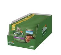 Ultima - Bolsa de Comida para Gatos esterilizados salmón, atún, Trucha y Pescado del océano - 12 multipacks x 4 x 85 g