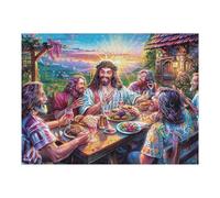 Última Cena Cena de Familia Jesús fe Espiritual Puzzle 500 Piezas Regalo Ideal Original Happy Time Rompecabezas 3D Obra De Arte para Hombres Y Mujeres DIY Creativo Aliviar Estrés 500 PCS