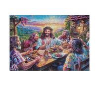 Última Cena Cena de Familia Jesús fe Espiritual Puzzles 300 Piezas Portátil 3D Happy Time Rompecabezas Familiar para Toda La Familia Maquetas Educativas Construir Aliviar Estrés 300 PCS