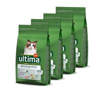 Ultima Croquetas Control de Bolas de Pelo de Pavo para Gato: Pack 4 x 1,5 kg - Total 6 kg