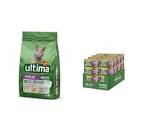 Ultima Esterilizado Adult Salmón - Comida Seca para Gatos - 10kg + Ultima Fit & Delicious Comida Húmeda para Gatos - Mousse con Pollo: 24 latas de 85g