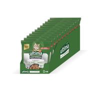 Ultima Expert Nutrition Comida Húmeda para Gatos Esterilizados - Control de Bolas de Pelo - Caja de 12 x (4x70g)