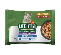 Ultima Expert Nutrition Senior - Comida Húmeda para Gatos Esterilizados - Senior +10 años - 4x70g