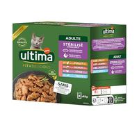 Ultima Fit & Delicious - Comida húmeda para Gatos Esterilizados - Multipack de 8x85g (Pollo, Pavo, Salmón, Trucha)