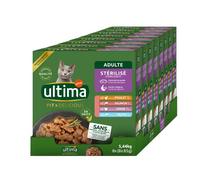 Ultima Fit & Delicious - Comida húmeda para Gatos Esterilizados - Multipack de 8x85g (Pollo, Pavo, Salmón, Trucha)- Caja de 8 x(8x85g)