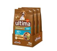 Ultima Medium-Maxi Light In Fat Pollo, Comida seca para perros, Pack de 3 x 3kg, Total 9kg