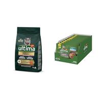 Ultima Pro + Pienso para Gatos con Salmón - 1,1kg + Ultima Comida Húmeda para Gatos con Variedad de Pescados - 12 x (4 x 85gr) - 4080g