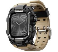 ULTIMAL Funda resistente con correa para Apple Watch de 46 mm, compatible con Apple Watch Series 10, funda resistente a los golpes probada militarmente para iWatch, correa táctica para hombres