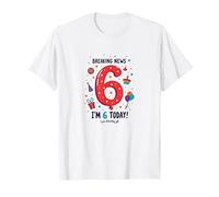 Últimas Noticias: ¡Soy 6 Hoy! Regalo de cumpleaños para niños de 6 años Camiseta, Hombre, Blanco, XXL
