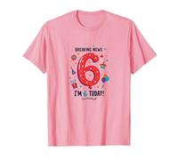 Últimas Noticias: ¡Soy 6 Hoy! Regalo de cumpleaños para niños de 6 años Camiseta, Hombre, Rosado, L