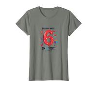 Últimas Noticias: ¡Soy 6 Hoy! Regalo de cumpleaños para niños de 6 años Camiseta, Mujer, Verde Militar Jaspeado, XS