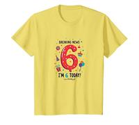 Últimas Noticias: ¡Soy 6 Hoy! Regalo de cumpleaños para niños de 6 años Camiseta, Niños, Limón, 6 años