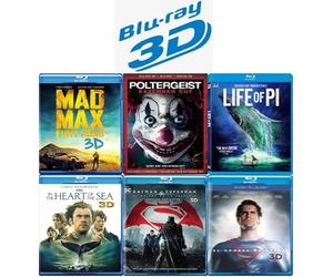 Ultimate Action & Adventure Blu-ray 3D Movie Collection: Batman v Superman: Dawn of Justice / In the Heart of the Sea / Life of Pi / Mad Max: Fury Road / Man of Steel / Poltergeist [Blu-ray 3D] Region