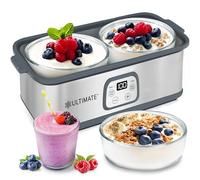 Ultimate Fabricante de yogur probiótico con control de tiempo y temperatura ajustable. Haz billones de probióticos vivos con dos recipientes de 1 cuarto para lotes más grandes. La mejor máquina de