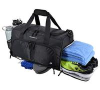 Ultimate Gym Bag 2.0: The Durable Crowdsource - Bolsa de Lona con 10 Compartimentos óptimos Incluyendo Bolsa Resistente al Agua, Color Negro, tamaño Mediano (20 Pulgadas)