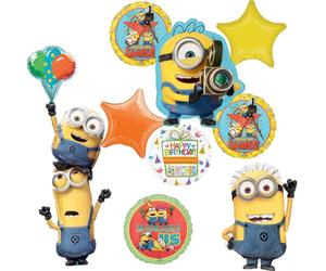 Ultimate Minions - Suministros para fiesta de cumpleaños, 9 piezas de decoración de ramo de globos