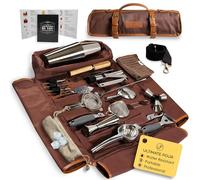 ULTIMATE POUR Kit de bolsa de viaje con coctelera | Bolsa de viaje portátil para barman mixología con coctelera Boston de 18/28 onzas | Herramientas de bar perfectas para el hogar, bar, fiestas, playa