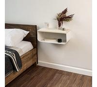Ultimate Premium Products Mesita de noche flotante con parte superior de abeto, decoración moderna de dormitorio, mesita de noche minimalista montada en la pared, estante montado en la pared, oasis