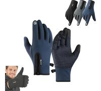 Ultimate Waterproof Windproof Thermal Gloves, Cozy Season Gloves, Non-Slip Palm for Skiing Cycling Driving Cold Weather (Blue,L)