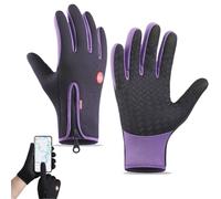Ultimate Waterproof & Windproof Thermal Non-Slip Gloves, Unisex Sports Cycling Thermal Touch Screen Windproof Gloves (Purple,Large)