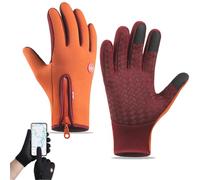 Ultimate Waterproof & Windproof Thermal Non-Slip Gloves, Unisex Sports Cycling Thermal Touch Screen Windproof Gloves (Orange,X-Large)