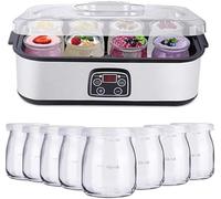 Ultimate Yogurt Maker 1400 ml con 8 tarros de vidrio, control de temperatura y tiempo ajustable, máquina automática con pantalla LCD, regalo de salud perfecto para hombres y mujeres