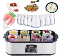 Ultimate Yogurt Maker con 8 tarros de vidrio, máquina automática de yogur de 1400 ml, máquina eléctrica multifunción para yogur orgánico, natto, regalo de salud para hombres y mujeres