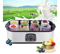 Ultimate Yogurt Makers, Yogurtera De 1400 Ml con 8 Frascos De Vidrio, Máquina para Hacer Yogur con Pantalla LCD Y Temporizador, Temperatura Ajustable, para Yogur Probiótico Orgánico, Regalo Cumplea