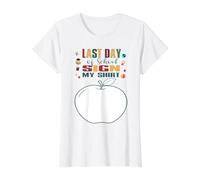 Último día de Escuela Firma mi Camisa Niños Maestro Despedida Camiseta gráfica económica, Mujer, Blanco, M