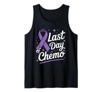 Último día de quimioterapia Cinta púrpura Guerrero sobreviviente de cáncer Camiseta sin Mangas
