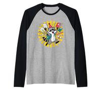 Último día Escuela Mapache Estudiante Vacaciones de Verano Dibujos Animados Arte Camiseta Manga Raglan