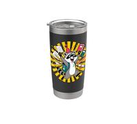 Último día escuela mapache estudiante vacaciones de verano dibujos animados arte Vaso térmico de acero inoxidable de doble pared