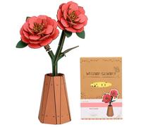 Ultino Puzzle 3D Madera con Flores Rojas de Camelia para Adultos, maquetas para Construir Adultos Flores eternas Artificiales para su cumpleaños/día de San Valentín, día de la Madre