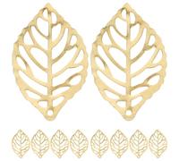 ULTNICE 100 Piezas Hojas Doradas De AleaciÓN para BisuterÍa Y Manualidades, DiseÑO Perforado Exquisito, TamaÑO 35X20 Mm, Ideal para Collares, Pulseras Y DecoraciÓN Personalizada
