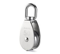 ULTNICE 50mm de acero inoxidable sola rueda giratoria poleas carga 400kg (plata)