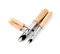 ULTNICE Cortador de agujeros de acero inoxidable con mango de madera para arcilla, cerámica, escultura de bricolaje, herramientas de artesanía, 4 unidades