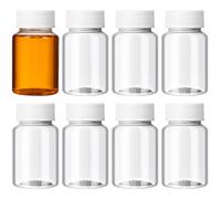 ULTNICE Las Botellas del envase de la píldora de 10Pcs 80ml embotellan la Botella plástica Clara con el Casquillo Blanco